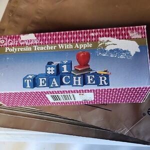 Polyresin Teacher with Apple - Red and Blue